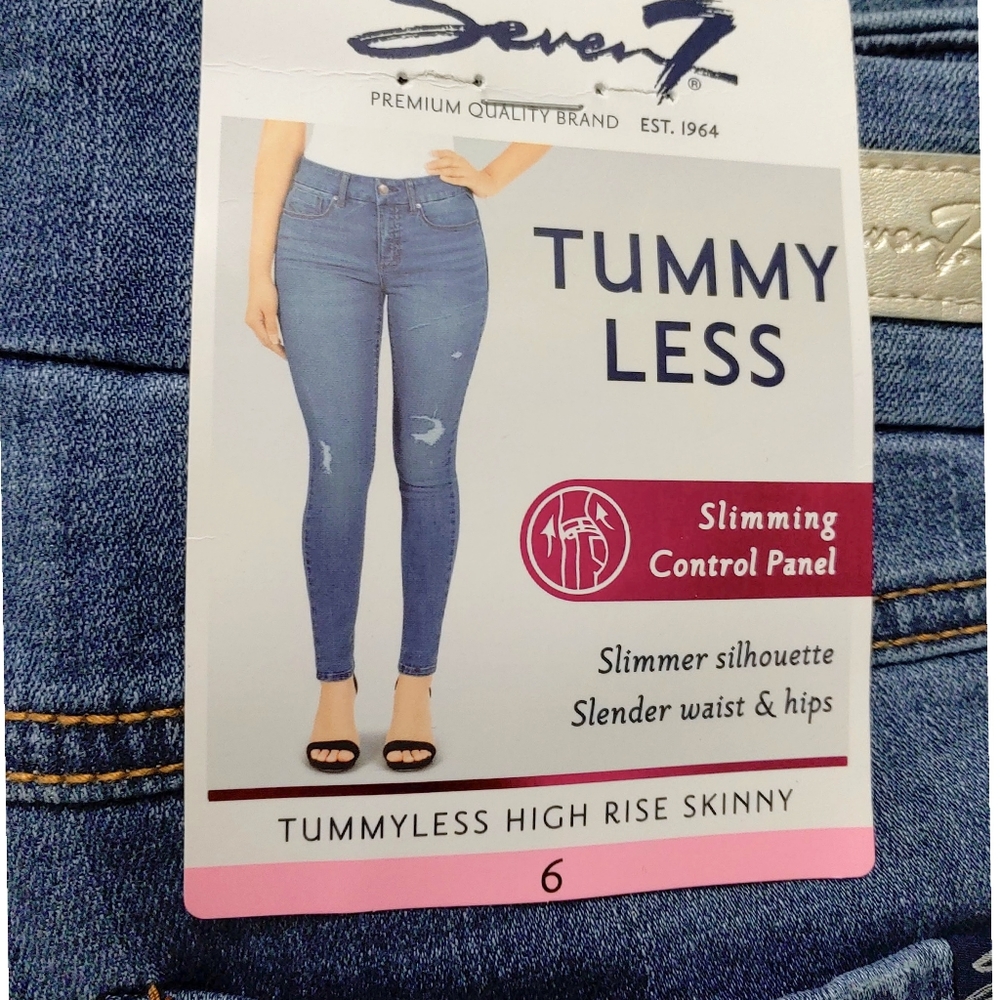 NWT Seven7 Womens 6 Tummyless High Rise Distressed Skinny Jeans - Picture 4 of 6